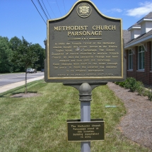 Methodist Church Parsonage Post Plaque placed in 2016, after demolishment in 2012