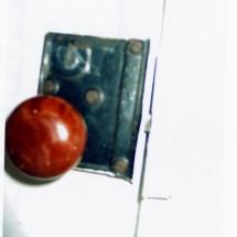Original doorknob and lock. Nissen House, March 17, 2006